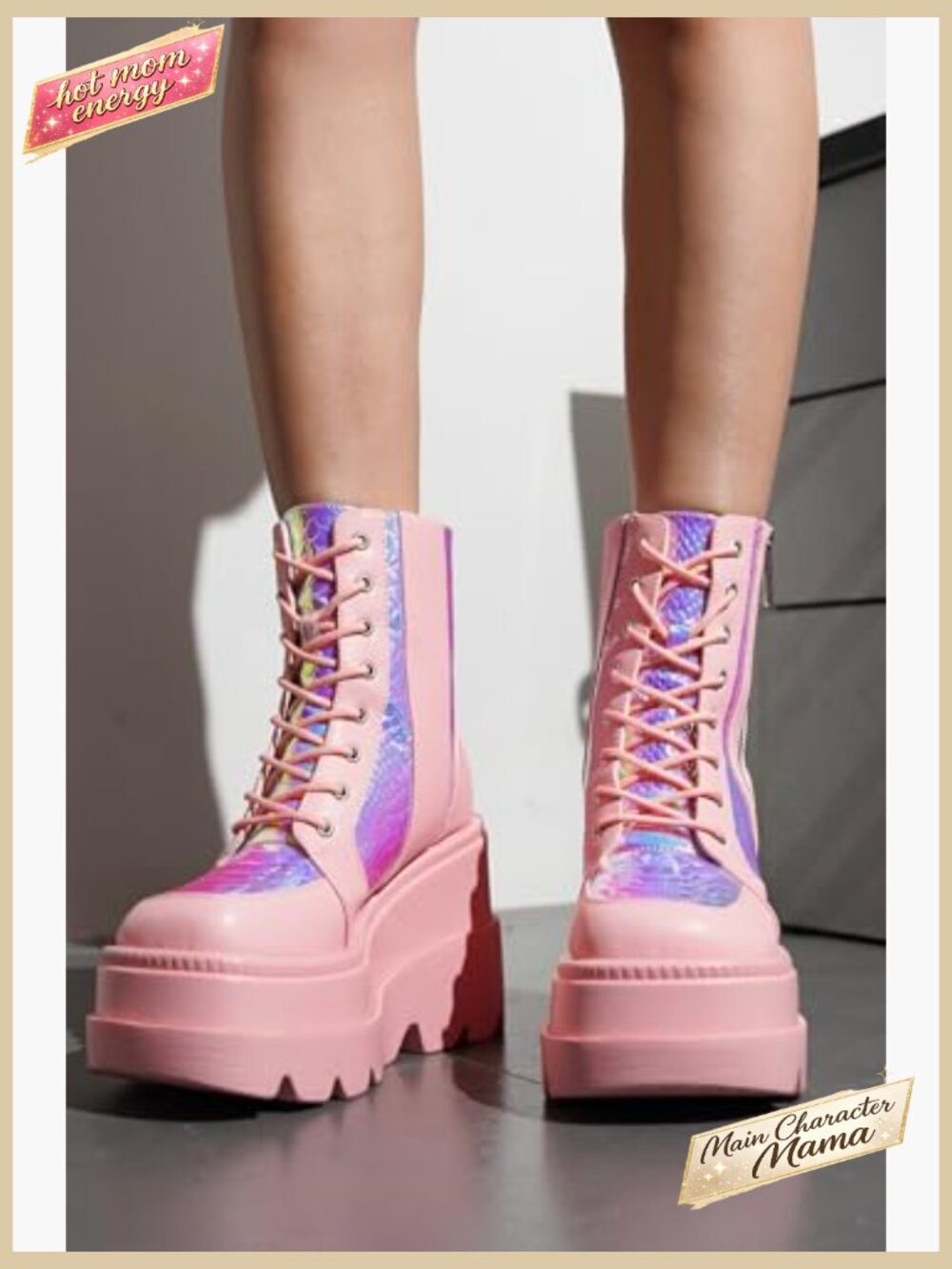 Women's Platform Ankle Boots Chunky Block Heel Combat Style Zip Closure - Picture 2 of 7